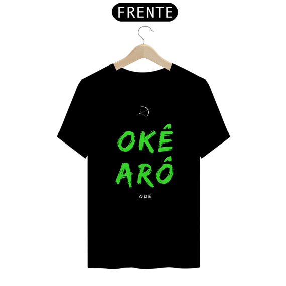 Camiseta Masculina Ọ̀ṣọ́ọ̀sì Oxóssi Saudação Òkè Àró 100% Algodão Fio 24.1, 145g costura simples e gola ribana