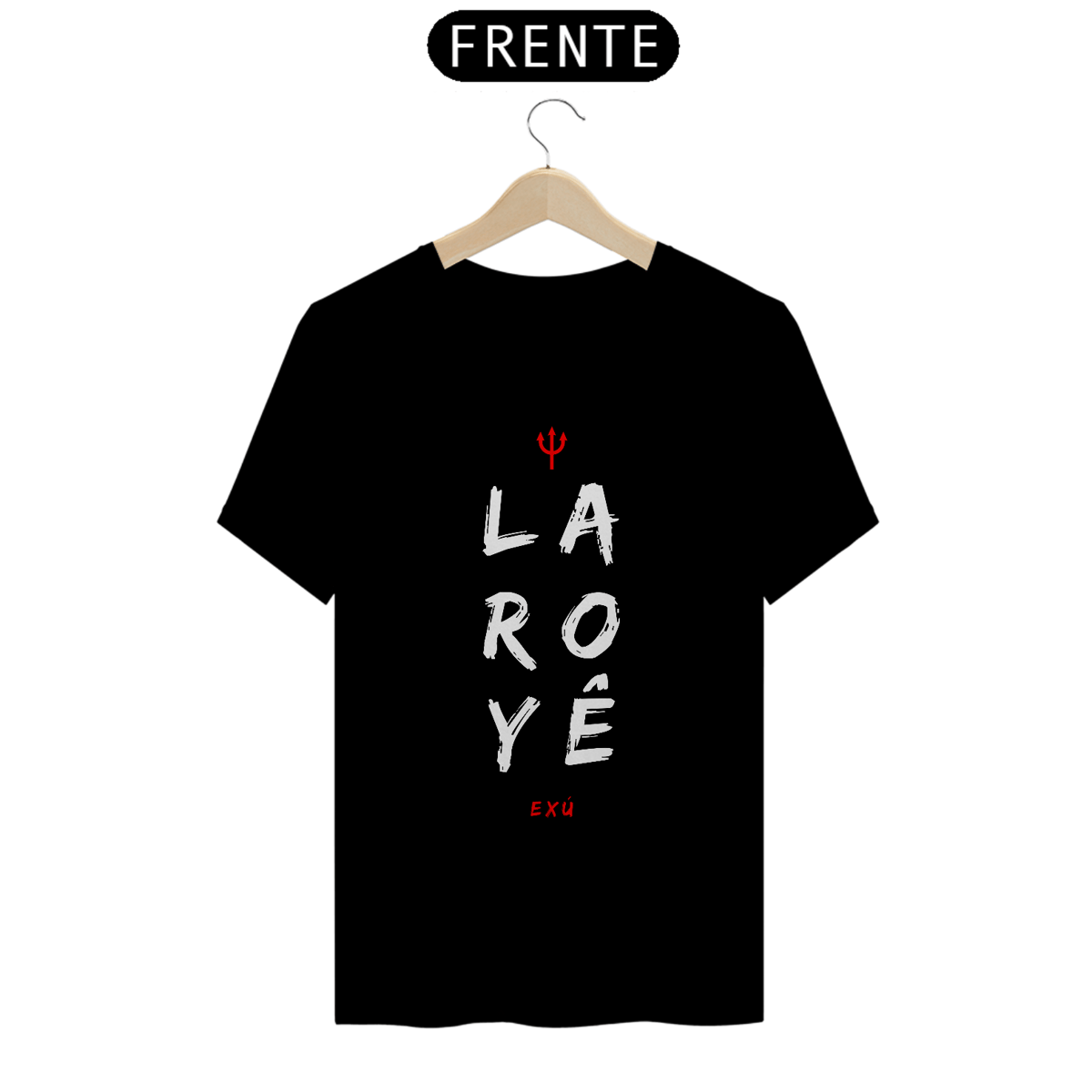 Nome do produto: Camisa Masculina Saudação Orixá Exu Laroyê Algodão Fio 24 100% Algodão Fio 24.1, 145g costura simples e gola ribana