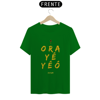Nome do produto Camiseta Masculina Osun Oxum - Saudação Òóré Yéyé Osun 100% Algodão Fio 24.1, 145g costura simples e gola ribana