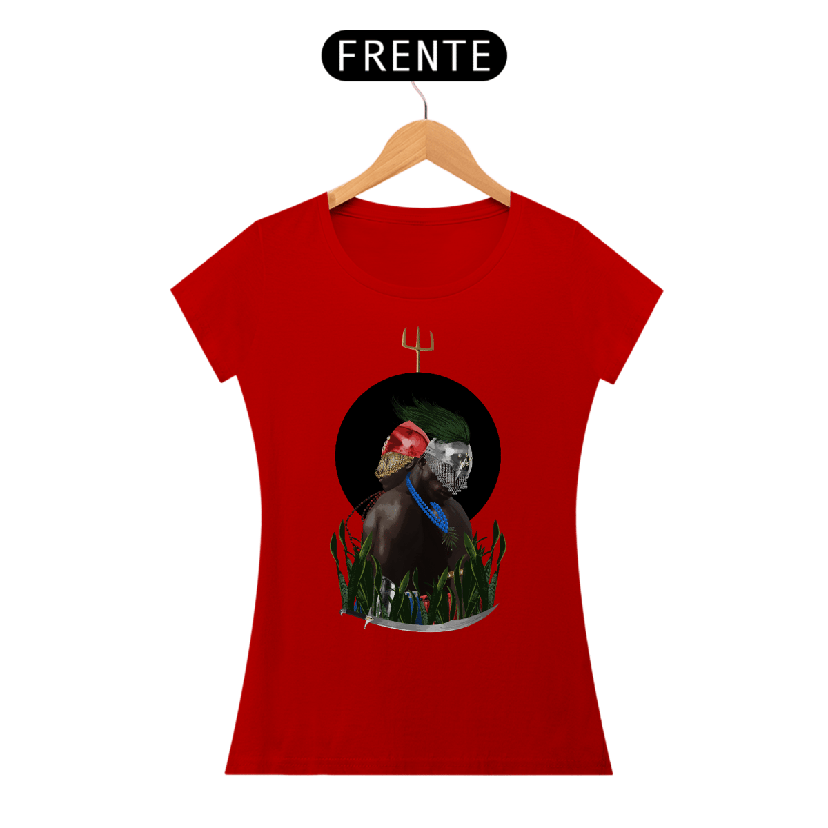 Nome do produto: Camiseta Feminina Ogum e Exu  By Ziggy Artes 100% Algodão Fio 30.1 Malha Fria Gola Ribana Costura Reforçada 3X Sem Juros [Frete Grátis]