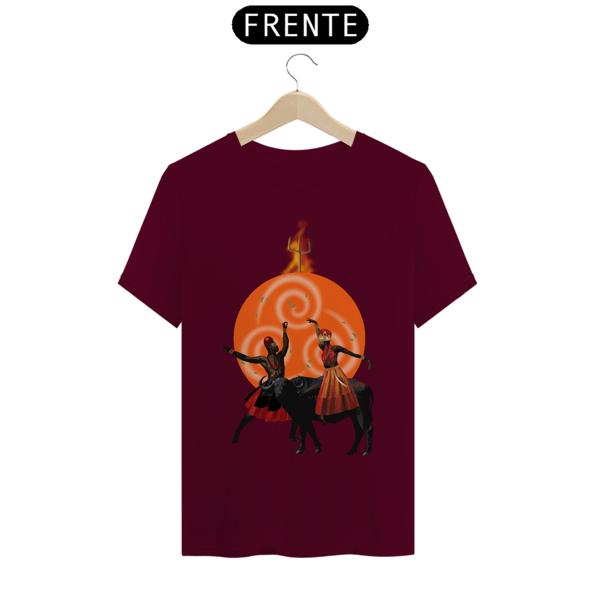 Nome do produto: Camiseta Unissex Exu e Yansã - By Ziggy Artes 100% Algodão Fio 30.1 Malha Fria Gola Ribana Costura Reforçada 3X Sem Juros [Frete Grátis]