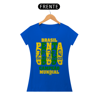 Nome do produto CAMISETA FEMININA AZUL - PENTA CAMPEÃO 58-62-70-94-02