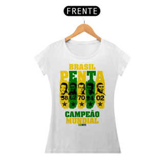 Nome do produto CAMISETA FEMININA BRANCA - PENTA CAMPEÃO 58-62-70-94-02