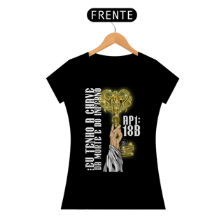 Nome do produto Camiseta Feminina - Apocalipse 1:18B - Eu tenho a chave da morte e do inferno