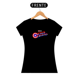 Nome do produto Camiseta Feminina JESUS CRISTO / CAPITÃO AMÉRICA