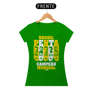 Nome do produto CAMISETA FEMININA VERDE - PENTA CAMPEÃO 58-62-70-94-02