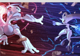 Quadro Mega Mewtwo X vs Mega Mewtwo Y