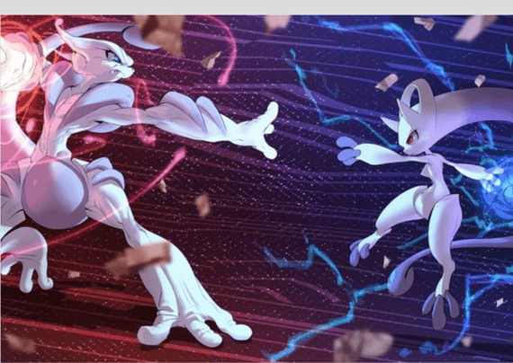 Quadro Mega Mewtwo X vs Mega Mewtwo Y