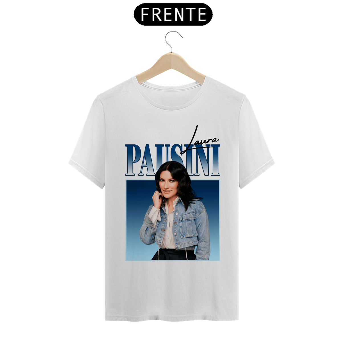 Nome do produto: Camiseta Unissex Laura Pausini Azul - clara