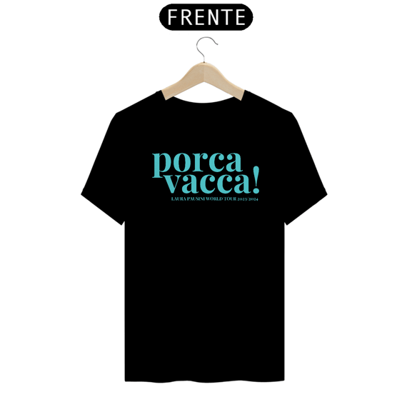 Camiseta Unissex Porca Vacca! - letra azul