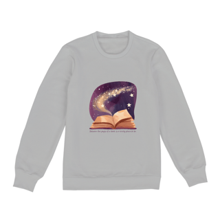 Nome do produto Moletom Fechado Between the pages of a book is a lovely place to be (Entre as páginas de um livro há um lugar encantador para se estar)