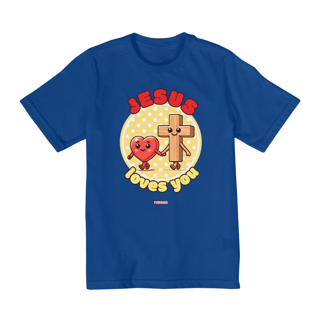 Nome do produto 0005K - Camiseta Infantil Jesus Loves You