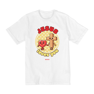 Nome do produto 0005K - Camiseta Infantil Jesus Loves You