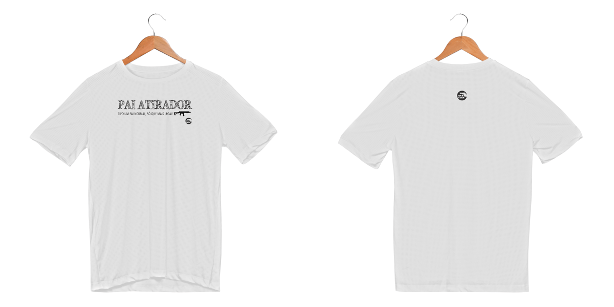 Nome do produto: Pai Atirador Branca Dry Fit Papo de Atirador