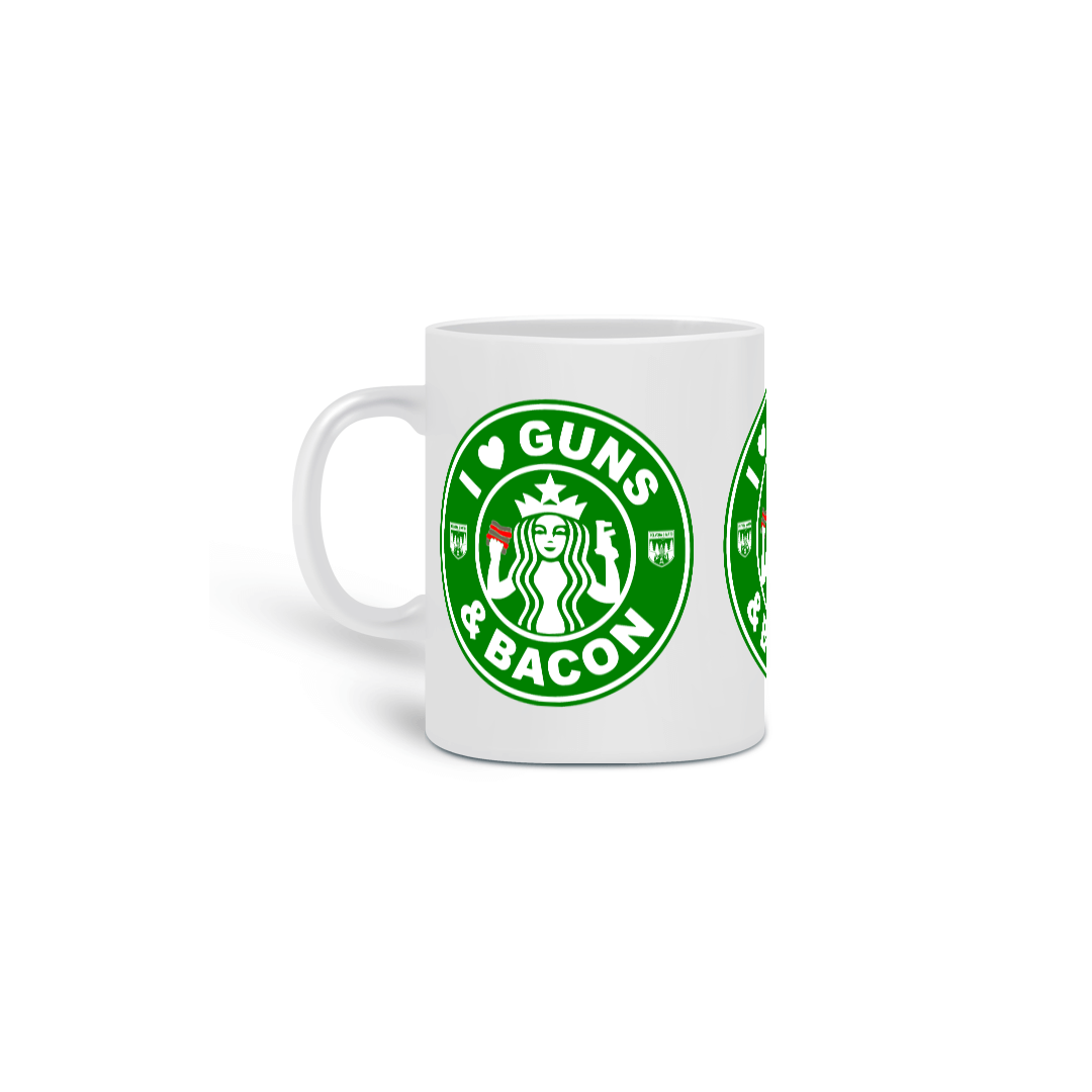 Nome do produto: Caneca I Love Guns N\' Bacon Pólvora e Mato