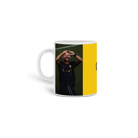 Caneca CR7 ediçao Al Nassr amarela