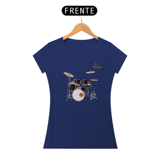 Nome do produtoCamiseta Premium Feminina Algodão Pima Estampada Musical Bateria - Estilo Sonoro