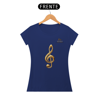 Nome do produtoCamiseta Premium Feminina Algodão Pima Estampada Musical Clave sol - Estilo Sonoro