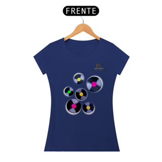 Nome do produtoCamiseta Premium Feminina Algodão Pima Estampada Musical Disco de Vinil - Estilo Sonoro