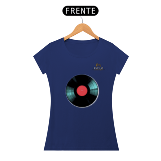 Nome do produtoCamiseta Premium Feminina Algodão Pima Estampada Musical Disco de Vinil - Estilo Sonoro
