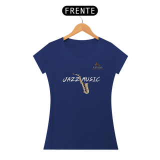 Nome do produtoCamiseta Premium Feminina Algodão Pima Estampada Musical Jazz Music - Estilo Sonoro