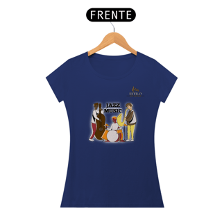 Nome do produtoCamiseta Premium Feminina Algodão Pima Estampada Musical Jazz Music - Estilo Sonoro