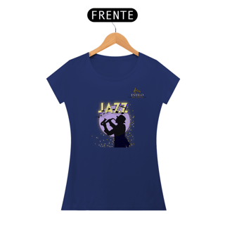 Nome do produtoCamiseta Premium Feminina Algodão Pima Estampada Musical Jazz Music - Estilo Sonoro