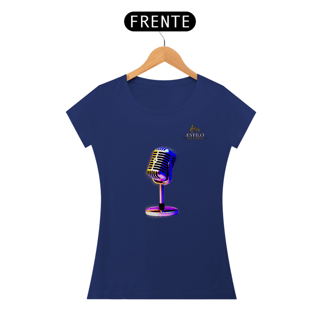 Nome do produtoCamiseta Premium Feminina Algodão Pima Estampada Musical Microfone - Estilo Sonoro