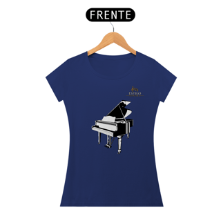 Nome do produtoCamiseta Premium Feminina Algodão Pima Estampada Musical Piano - Estilo Sonoro