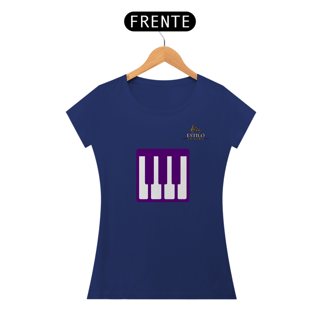 Nome do produtoCamiseta Premium Feminina Algodão Pima Estampada Musical Piano - Estilo Sonoro