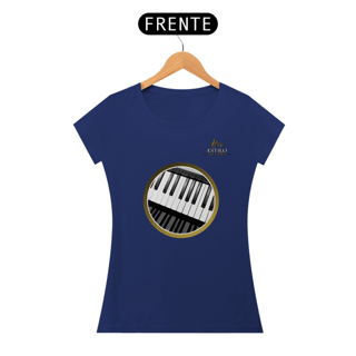 Nome do produtoCamiseta Premium Feminina Algodão Pima Estampada Musical Piano - Estilo Sonoro