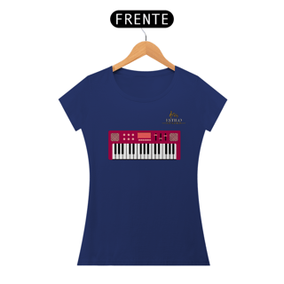 Nome do produtoCamiseta Premium Feminina Algodão Pima Estampada Musical Teclado - Estilo Sonoro