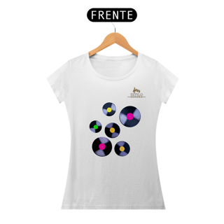 Nome do produtoCamiseta Premium Feminina Algodão Pima Estampada Musical Disco de Vinil - Estilo Sonoro