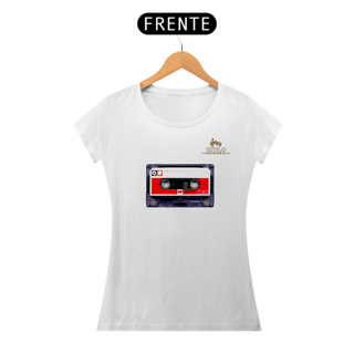 Nome do produtoCamiseta Premium Feminina Algodão Pima Estampada Musical Fita Cassete - Estilo Sonoro