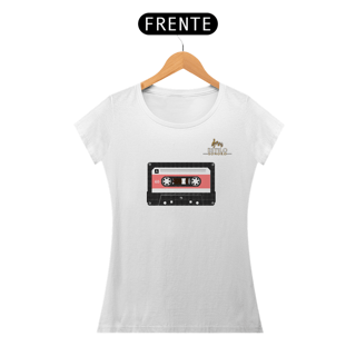 Nome do produtoCamiseta Premium Feminina Algodão Pima Estampada Musical Fita Cassete - Estilo Sonoro