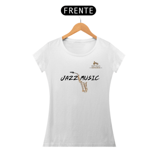 Nome do produtoCamiseta Premium Feminina Algodão Pima Estampada Musical Jazz Music - Estilo Sonoro