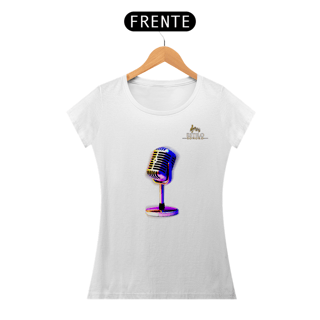 Nome do produtoCamiseta Premium Feminina Algodão Pima Estampada Musical Microfone - Estilo Sonoro