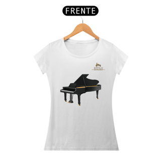 Nome do produtoCamiseta Premium Feminina Algodão Pima Estampada Musical Piano - Estilo Sonoro