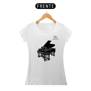 Nome do produtoCamiseta Premium Feminina Algodão Pima Estampada Musical Piano - Estilo Sonoro