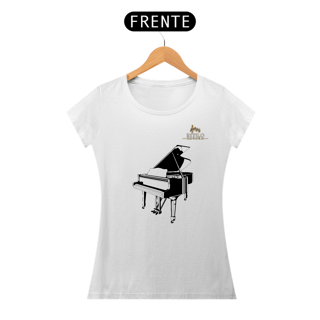 Nome do produtoCamiseta Premium Feminina Algodão Pima Estampada Musical Piano - Estilo Sonoro