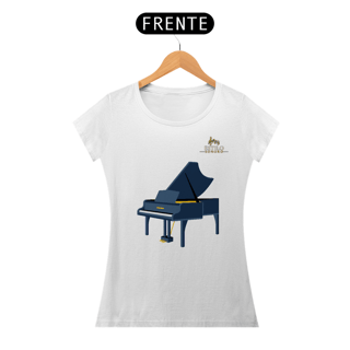 Nome do produtoCamiseta Premium Feminina Algodão Pima Estampada Musical Piano - Estilo Sonoro