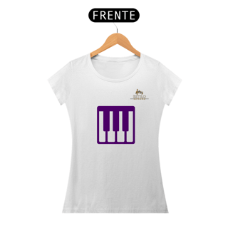 Nome do produtoCamiseta Premium Feminina Algodão Pima Estampada Musical Piano - Estilo Sonoro