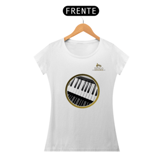 Nome do produtoCamiseta Premium Feminina Algodão Pima Estampada Musical Piano - Estilo Sonoro