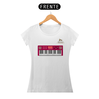 Nome do produtoCamiseta Premium Feminina Algodão Pima Estampada Musical Teclado - Estilo Sonoro