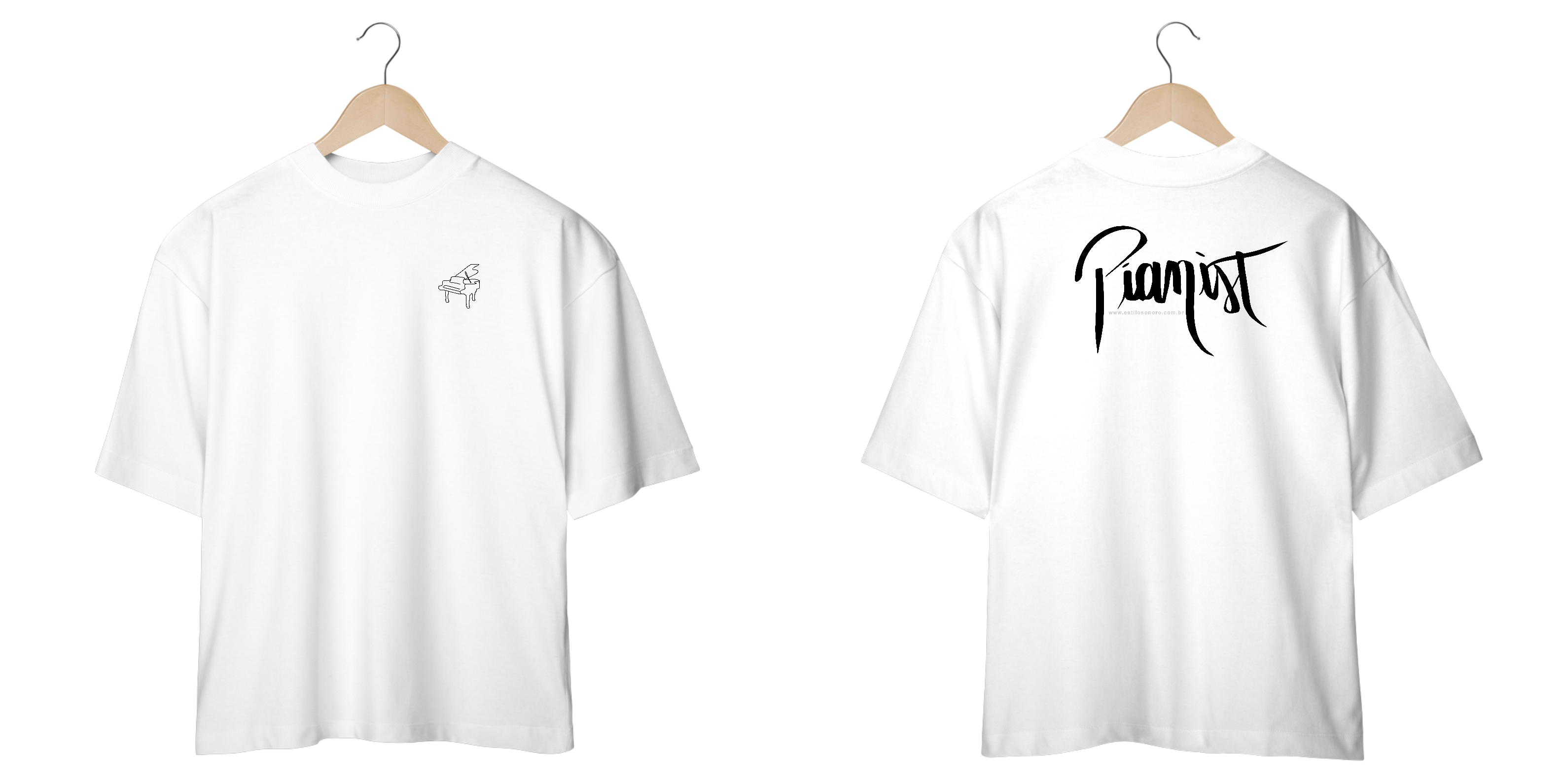 Camiseta Piano frente Pianist atrás Oversized
