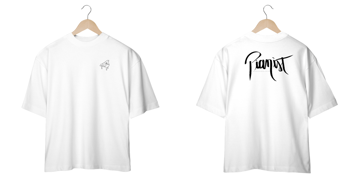 Nome do produto: Camiseta Piano frente Pianist atrás Oversized