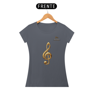 Nome do produtoCamiseta Premium Feminina Algodão Pima Estampada Musical Clave sol - Estilo Sonoro