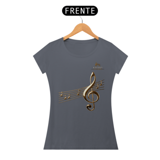 Nome do produtoCamiseta Premium Feminina Algodão Pima Estampada Musical Clave sol - Estilo Sonoro
