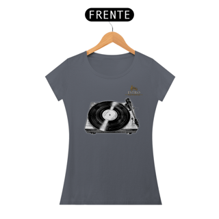 Nome do produtoCamiseta Premium Feminina Algodão Pima Estampada Musical Disco de Vinil - Estilo Sonoro