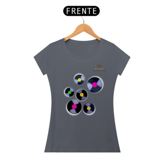 Nome do produtoCamiseta Premium Feminina Algodão Pima Estampada Musical Disco de Vinil - Estilo Sonoro